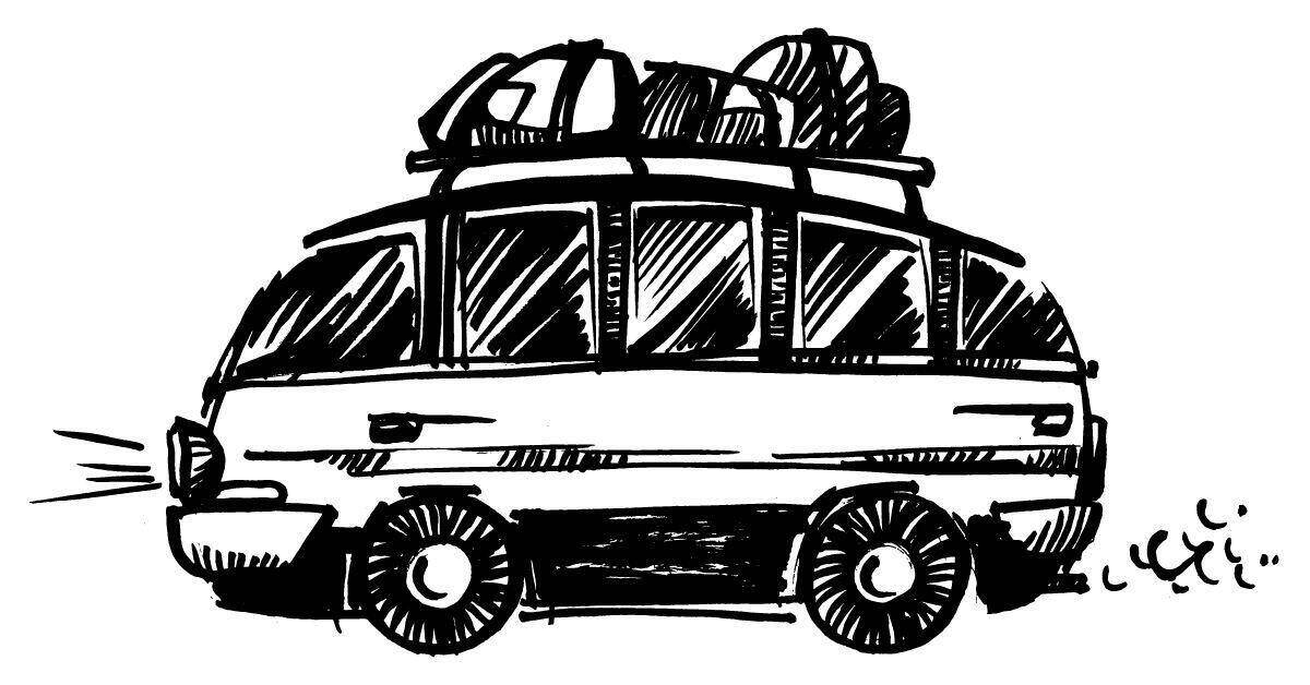 sketch of camping minivan