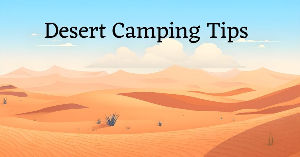Image of desert with the words: "desert camping tips"