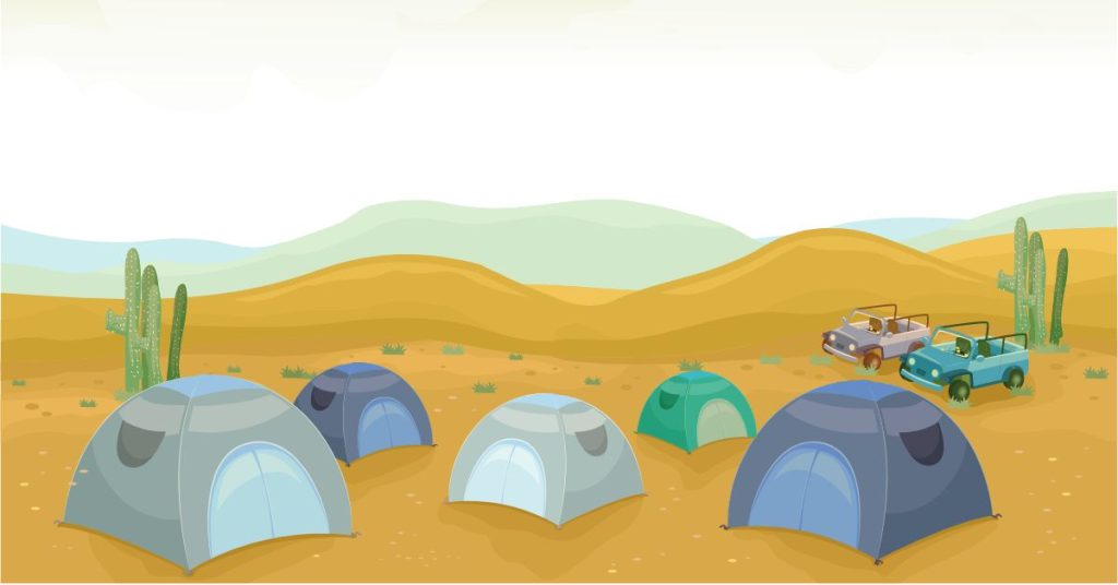 graphic of a desert campsite