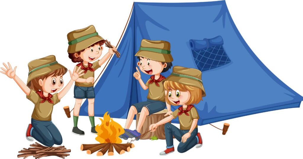 graphic of kids camping